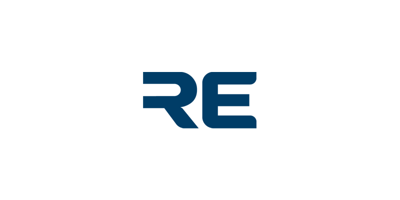 RE-Logo auf weißem Hintergrund, Markenzeichen von Rama Motori