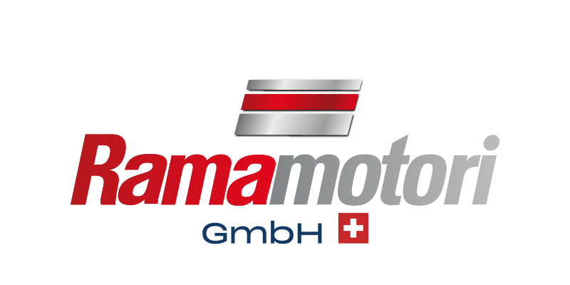 Rama Motori GmbH Logo mit Schweizer Kreuz – Schweizer OEM Off‑Highway Motoren und Antriebslösungen